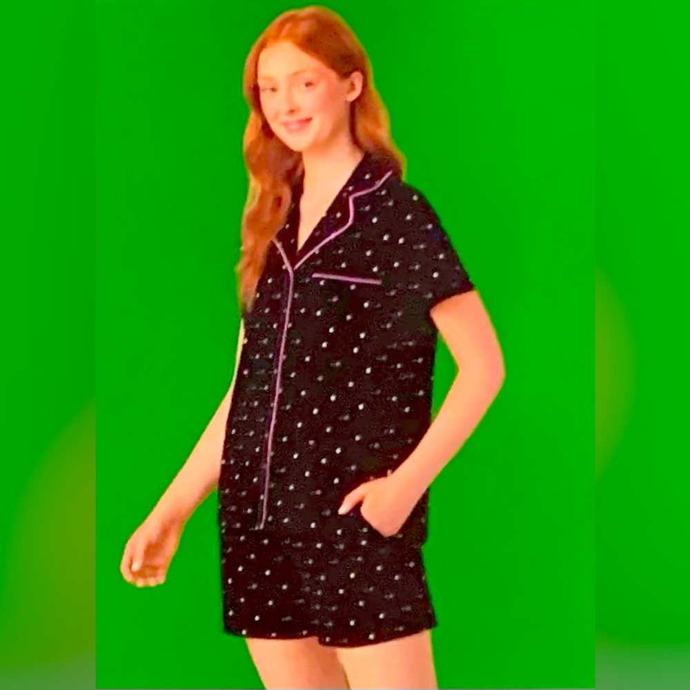 NEW L kate spade Black Polka Dot Pyjama Pajama Set